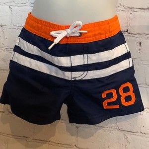Carter's Orange & Navy Infant Swim Trunks Shorts--12 Months
